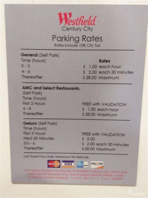 century city mall parking rates.